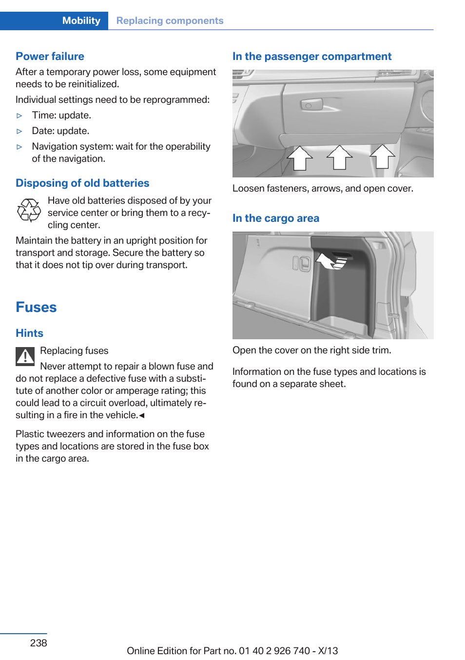 Fuses | BMW X5 User Manual | Page 238 / 265