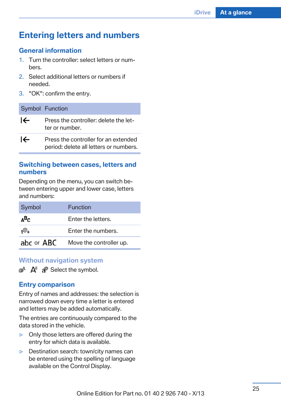 Entering letters and numbers | BMW X5 User Manual | Page 25 / 265
