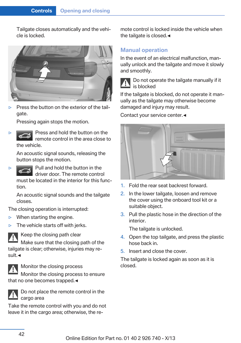 BMW X5 User Manual | Page 42 / 265