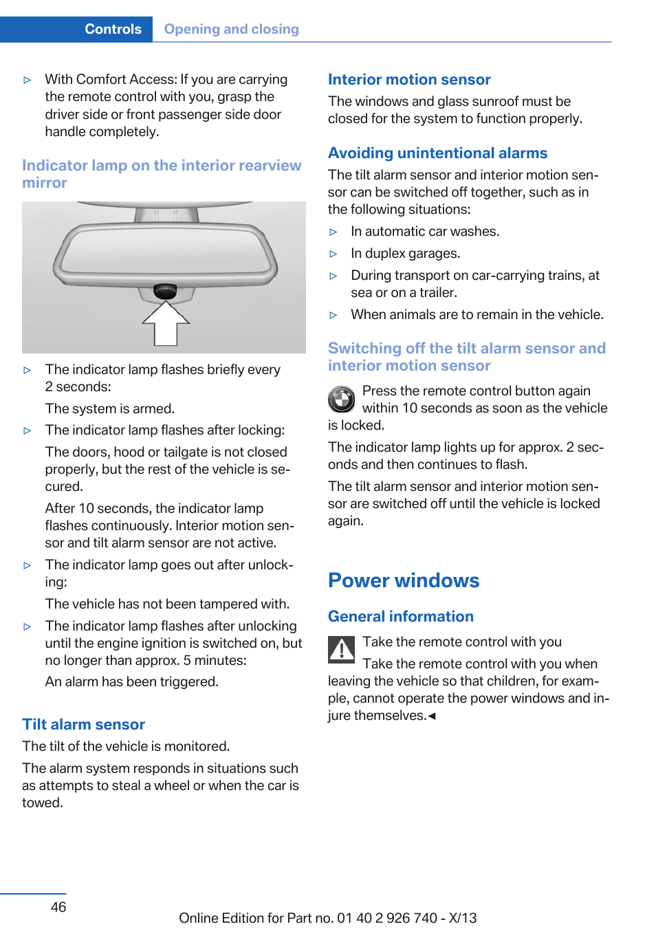 Power windows | BMW X5 User Manual | Page 46 / 265