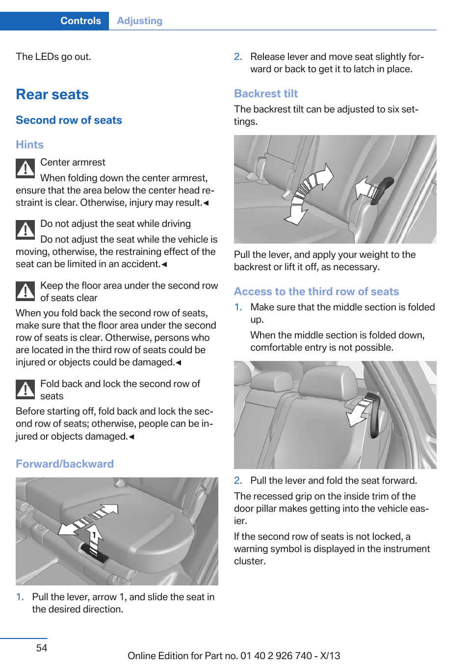 Rear seats | BMW X5 User Manual | Page 54 / 265