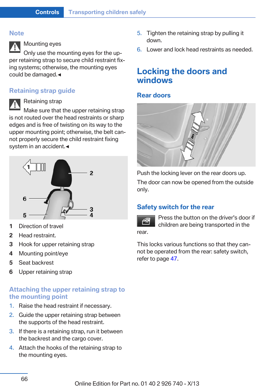 Locking the doors and windows | BMW X5 User Manual | Page 66 / 265