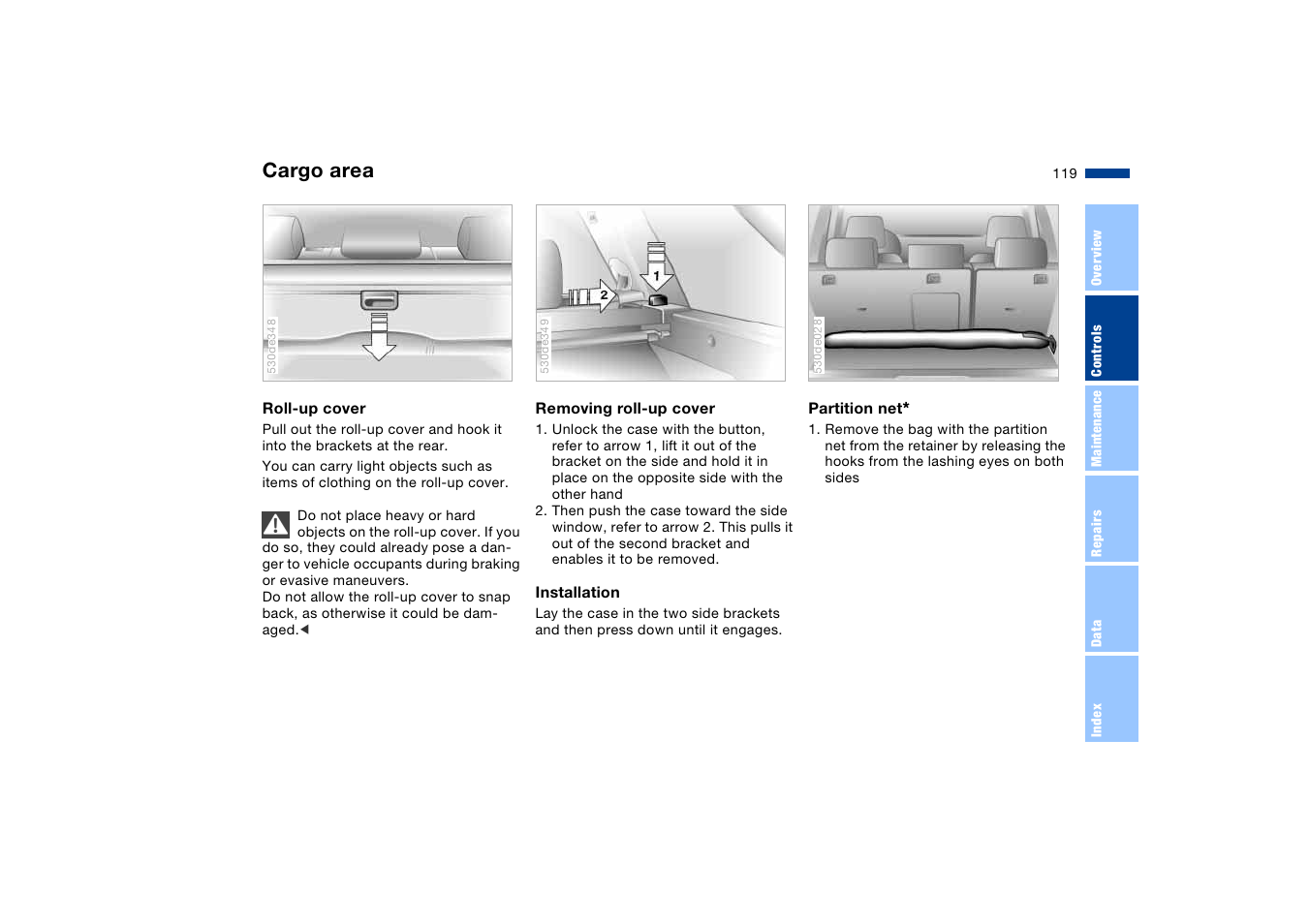 Cargo area | BMW X5 User Manual | Page 121 / 193