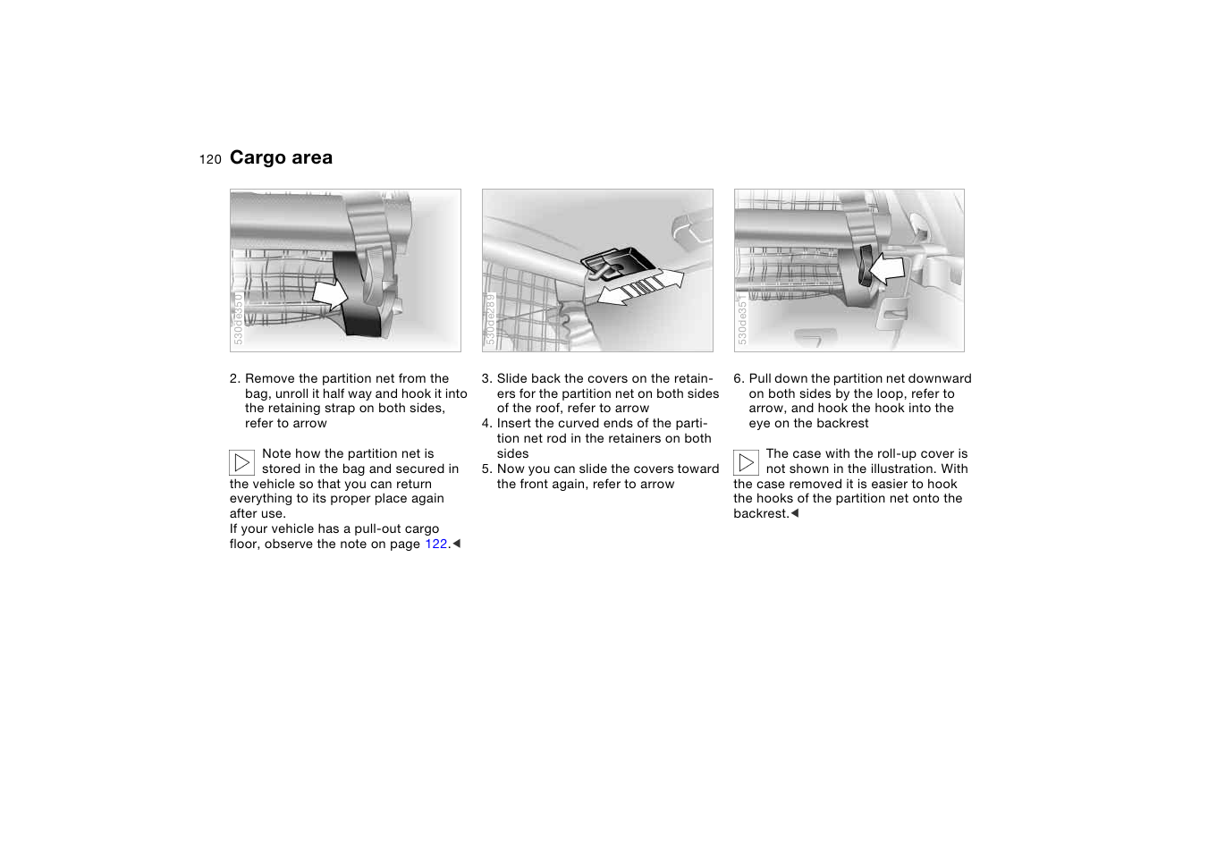 Cargo area | BMW X5 User Manual | Page 122 / 193