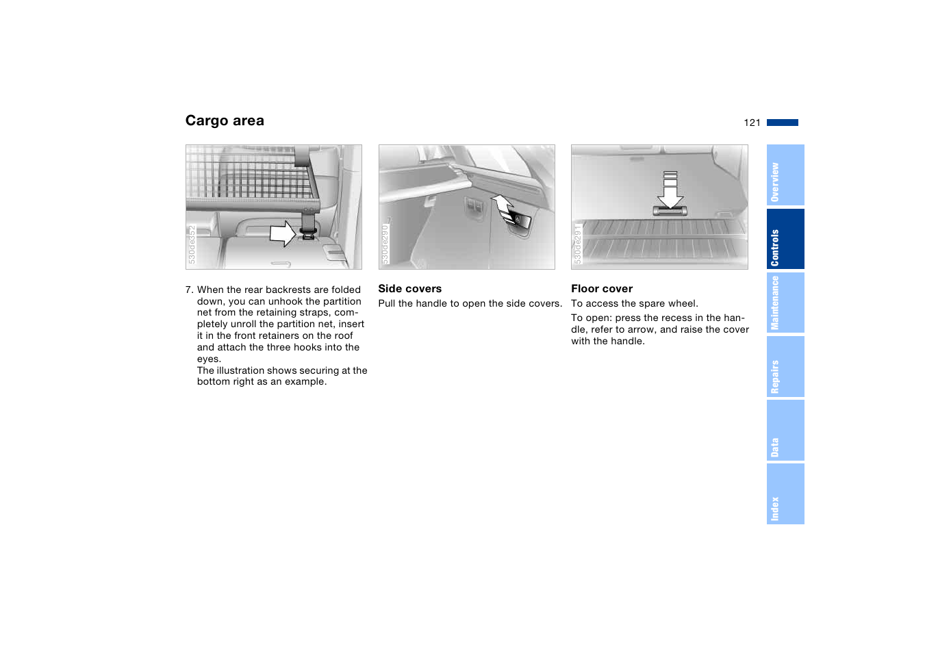 Area, Cargo area | BMW X5 User Manual | Page 123 / 193