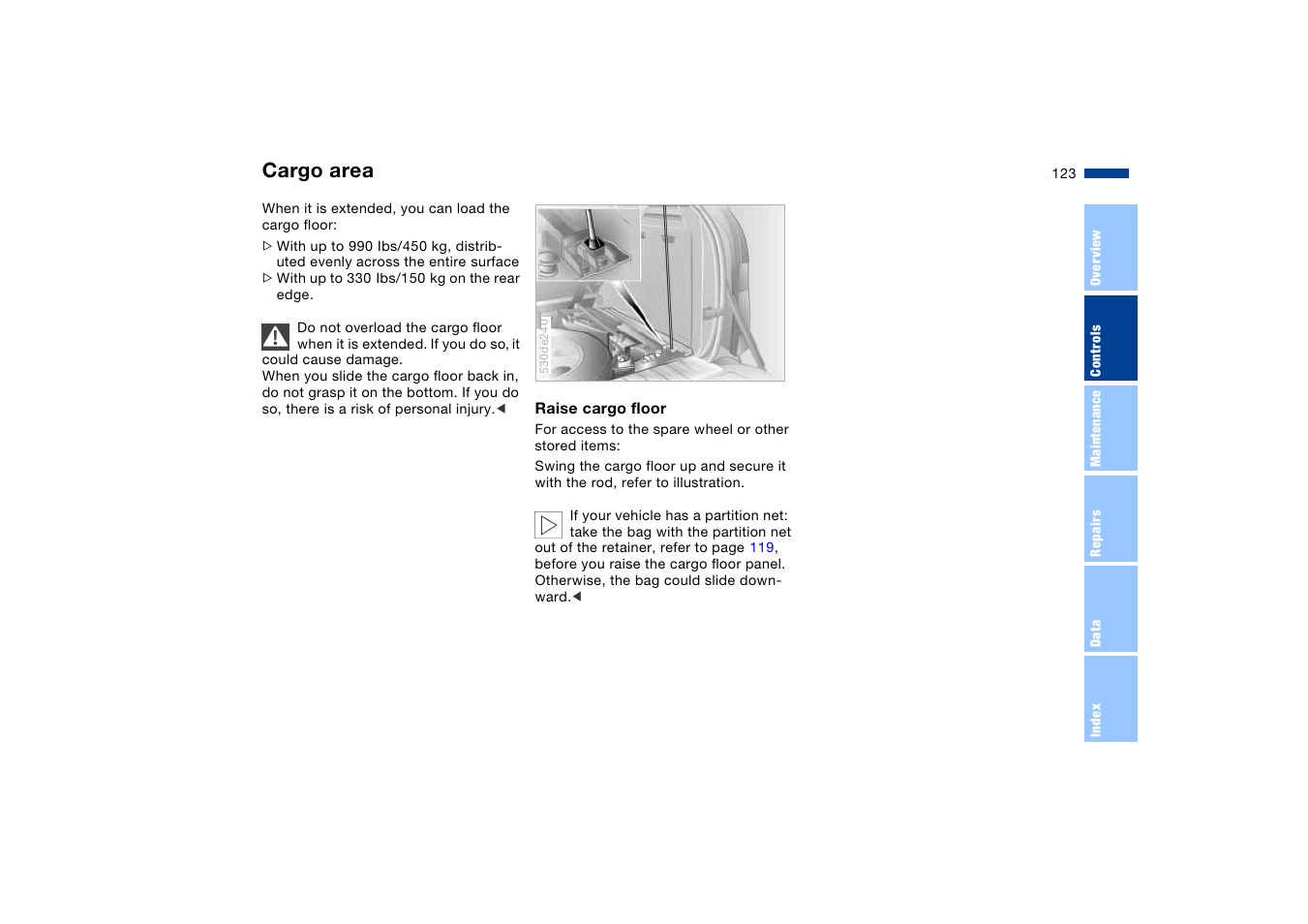 Cargo area | BMW X5 User Manual | Page 125 / 193