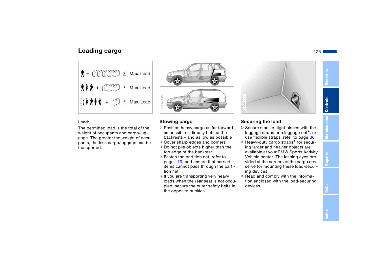 Loading cargo | BMW X5 User Manual | Page 127 / 193