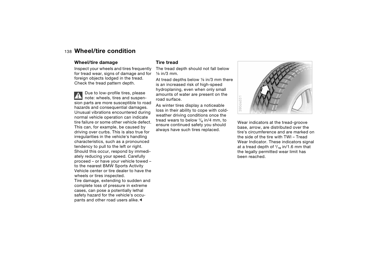 Wheel/tire condition | BMW X5 User Manual | Page 140 / 193