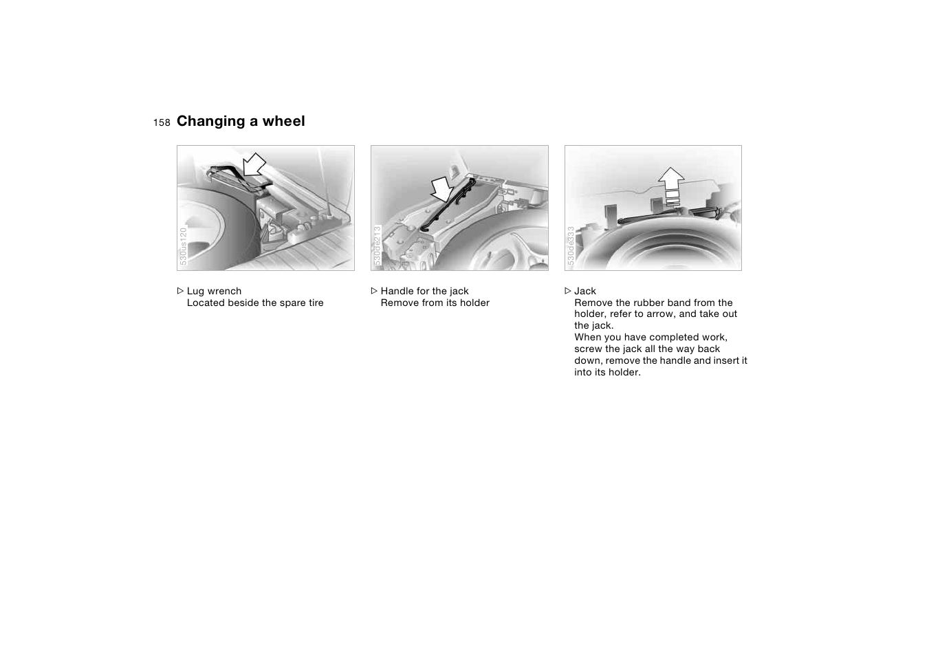 Changing a wheel | BMW X5 User Manual | Page 160 / 193