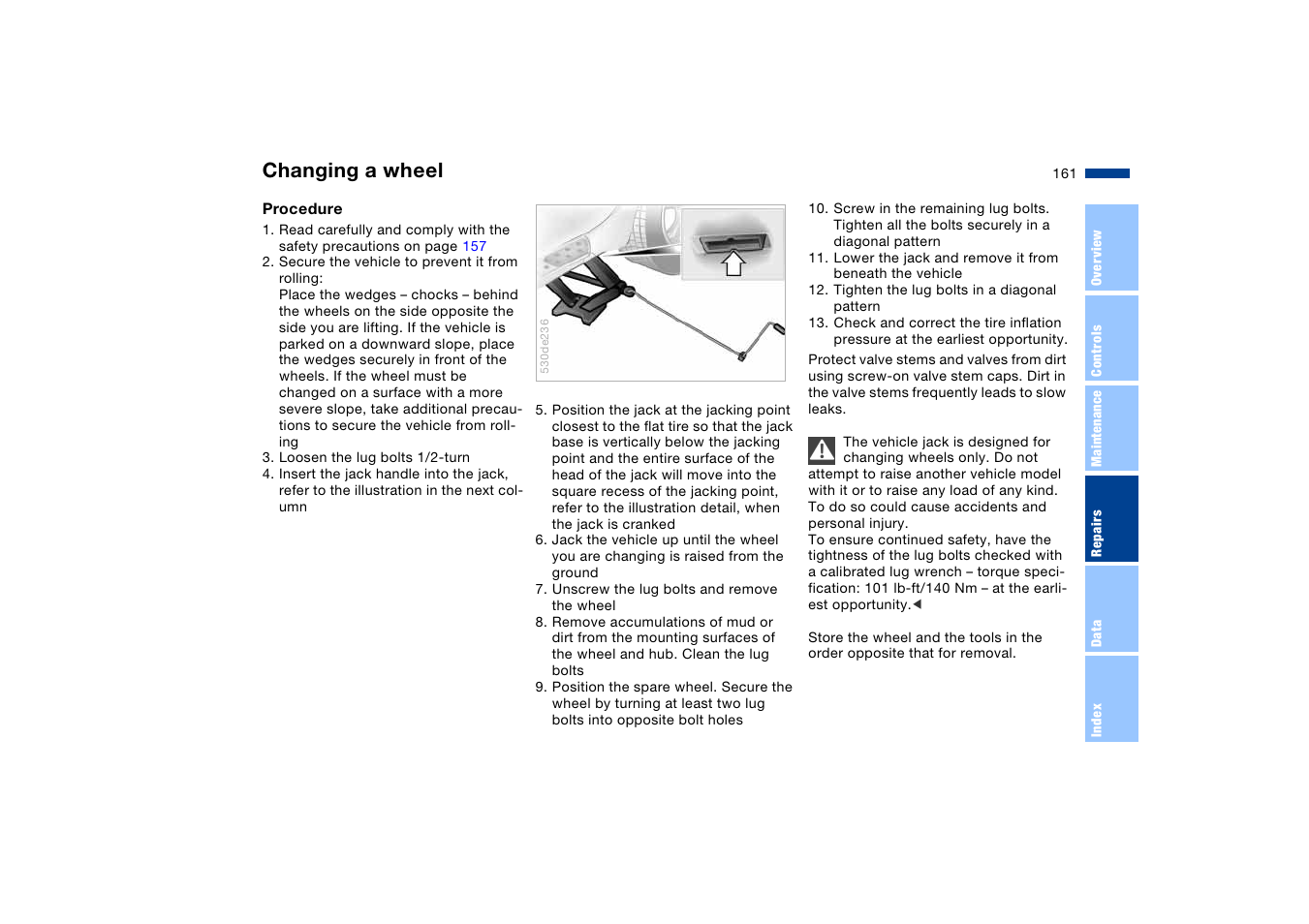 Changing a wheel | BMW X5 User Manual | Page 163 / 193