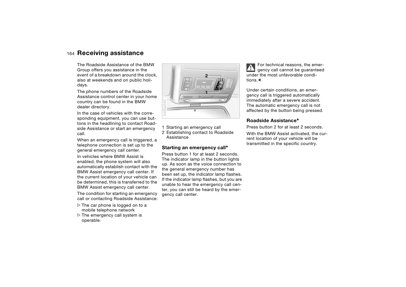 Receiving assistance | BMW X5 User Manual | Page 166 / 193