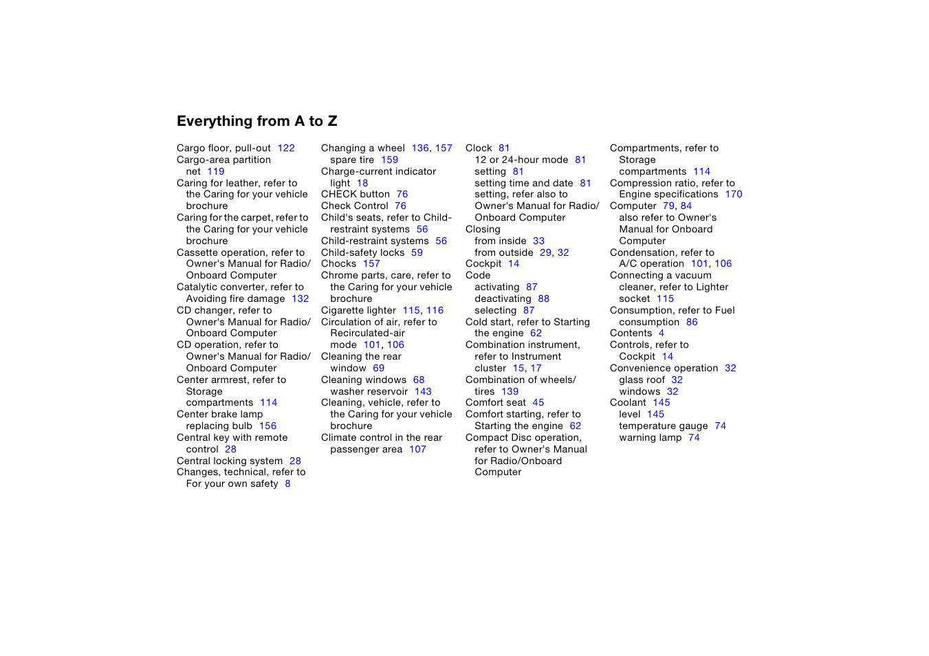 Everything from a to z | BMW X5 User Manual | Page 180 / 193