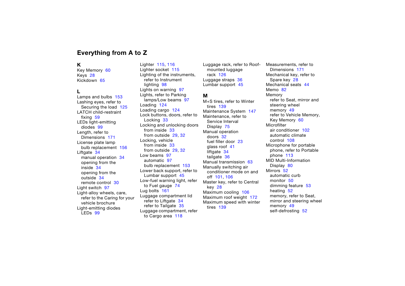 Everything from a to z | BMW X5 User Manual | Page 184 / 193