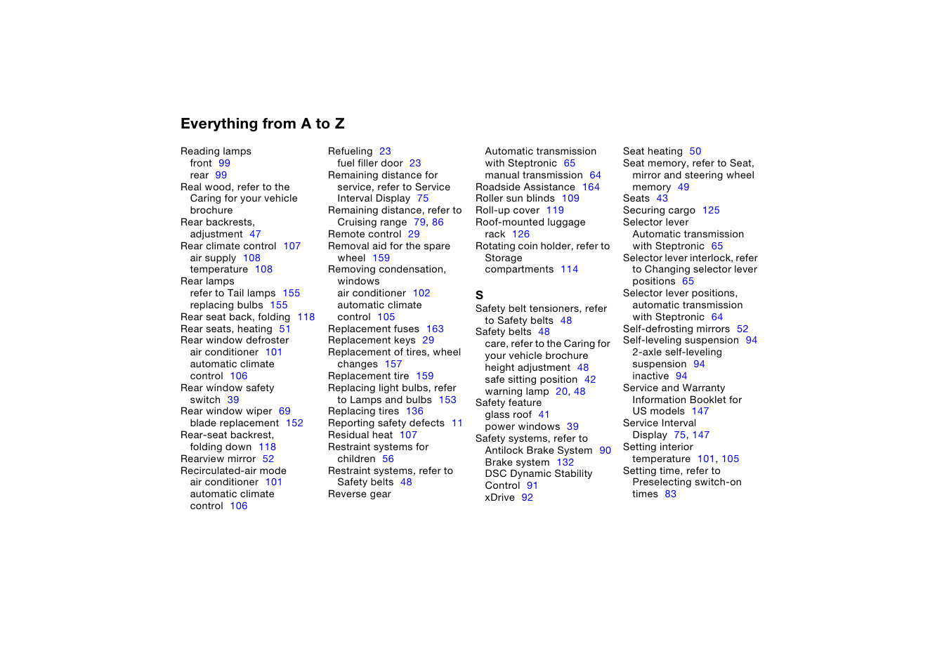 Everything from a to z | BMW X5 User Manual | Page 186 / 193