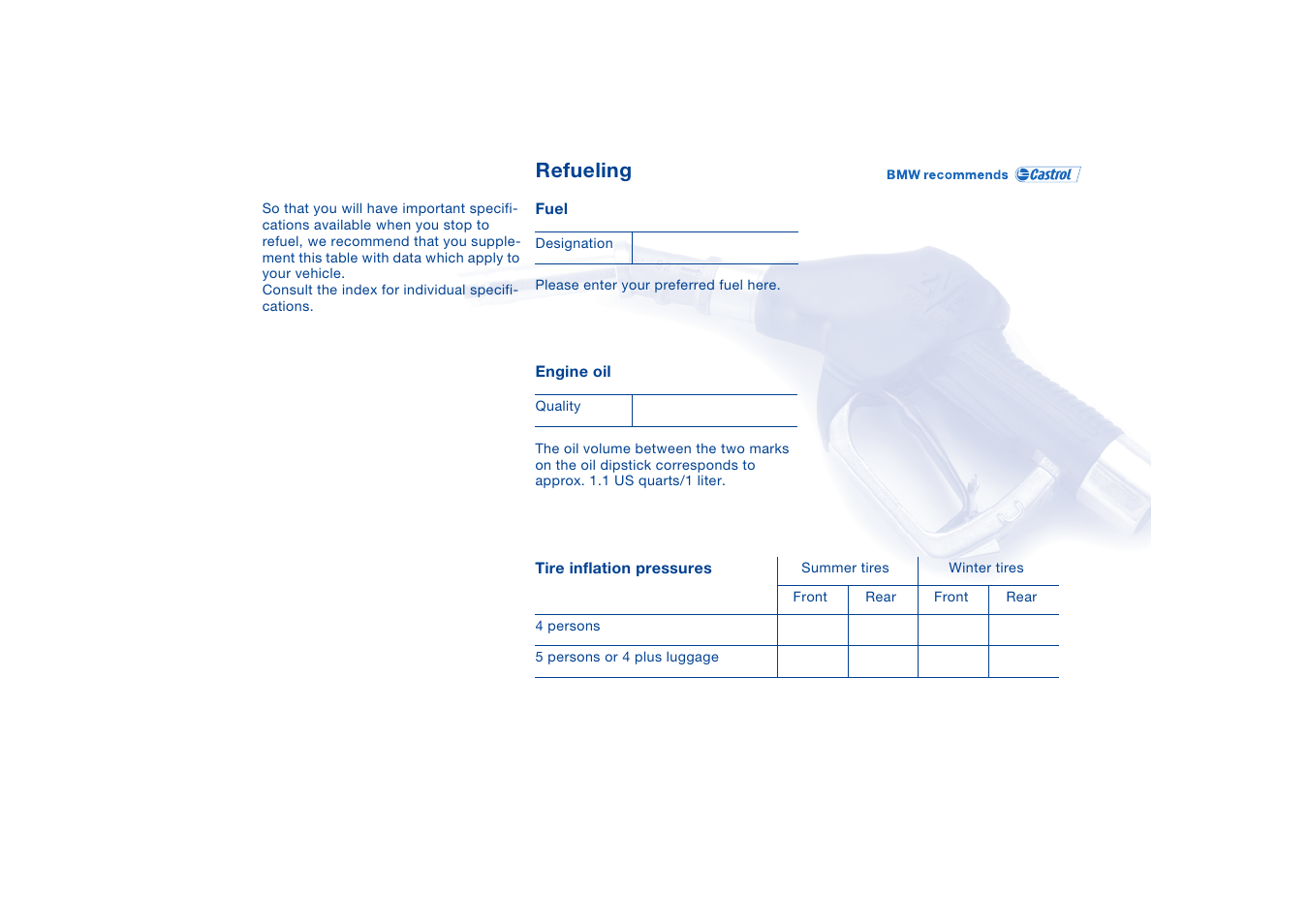 Refueling | BMW X5 User Manual | Page 191 / 193