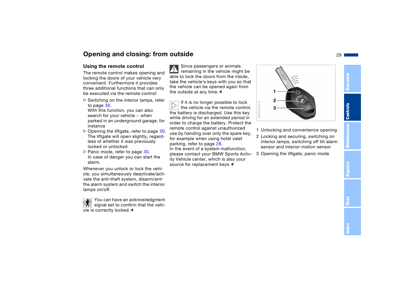 Opening and closing: from outside, From outside | BMW X5 User Manual | Page 31 / 193