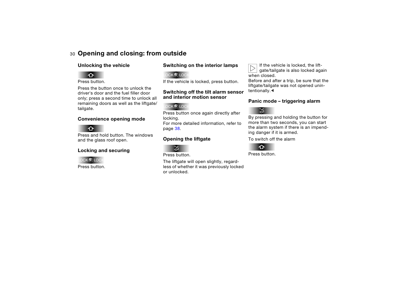 Opening and closing: from outside | BMW X5 User Manual | Page 32 / 193