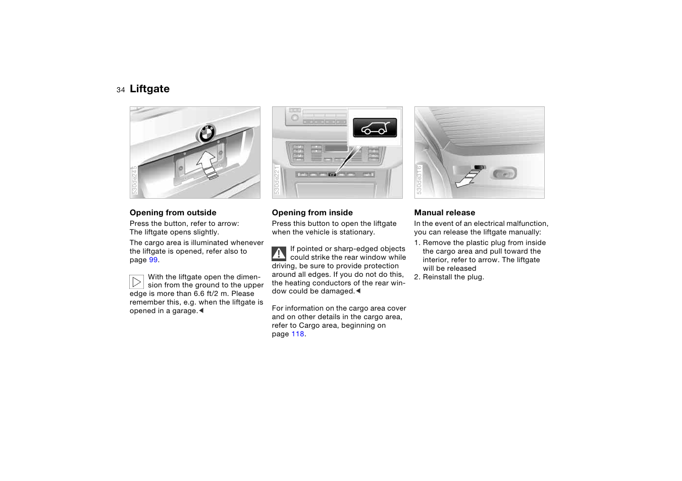 Liftgate | BMW X5 User Manual | Page 36 / 193