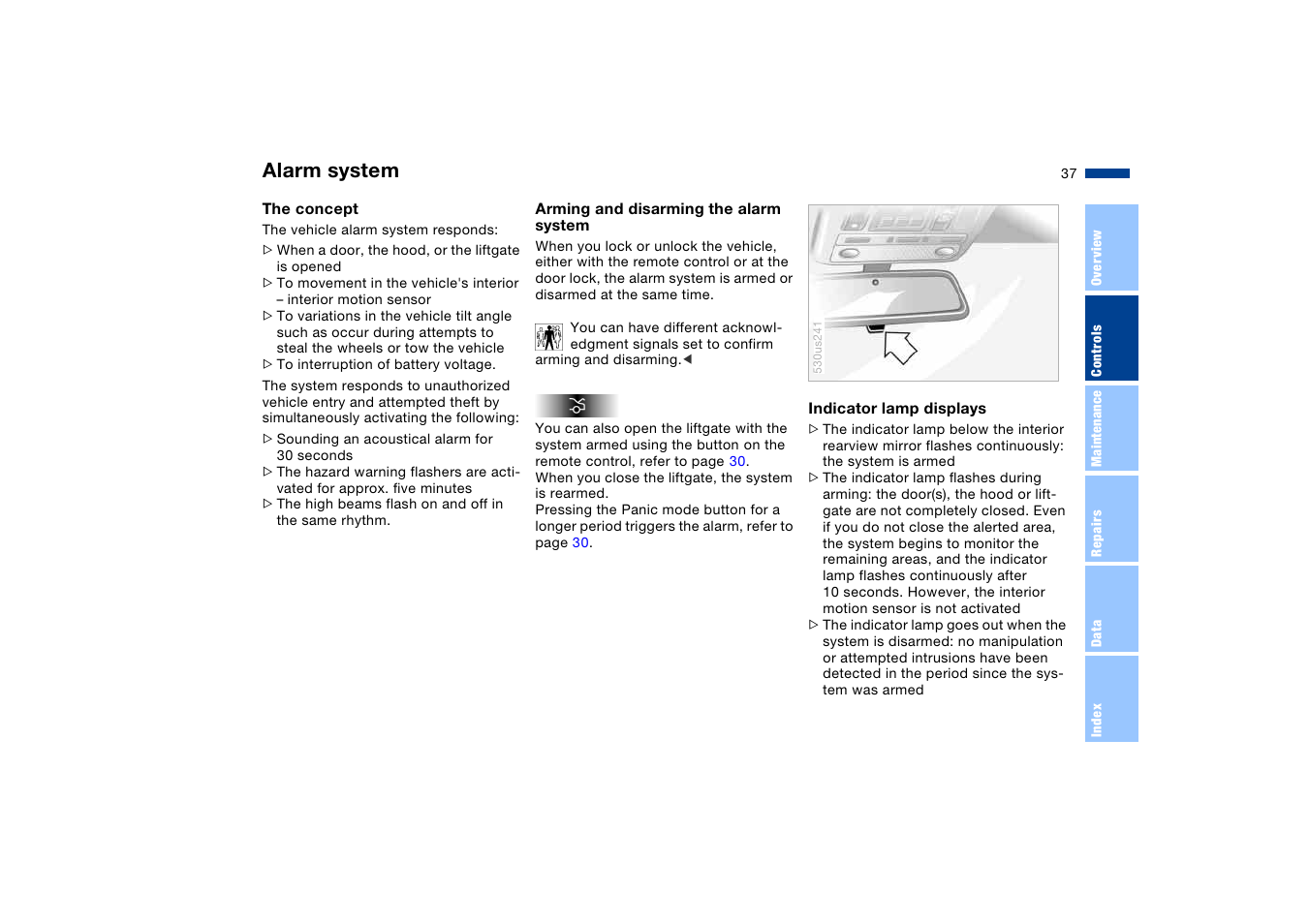 Alarm system | BMW X5 User Manual | Page 39 / 193