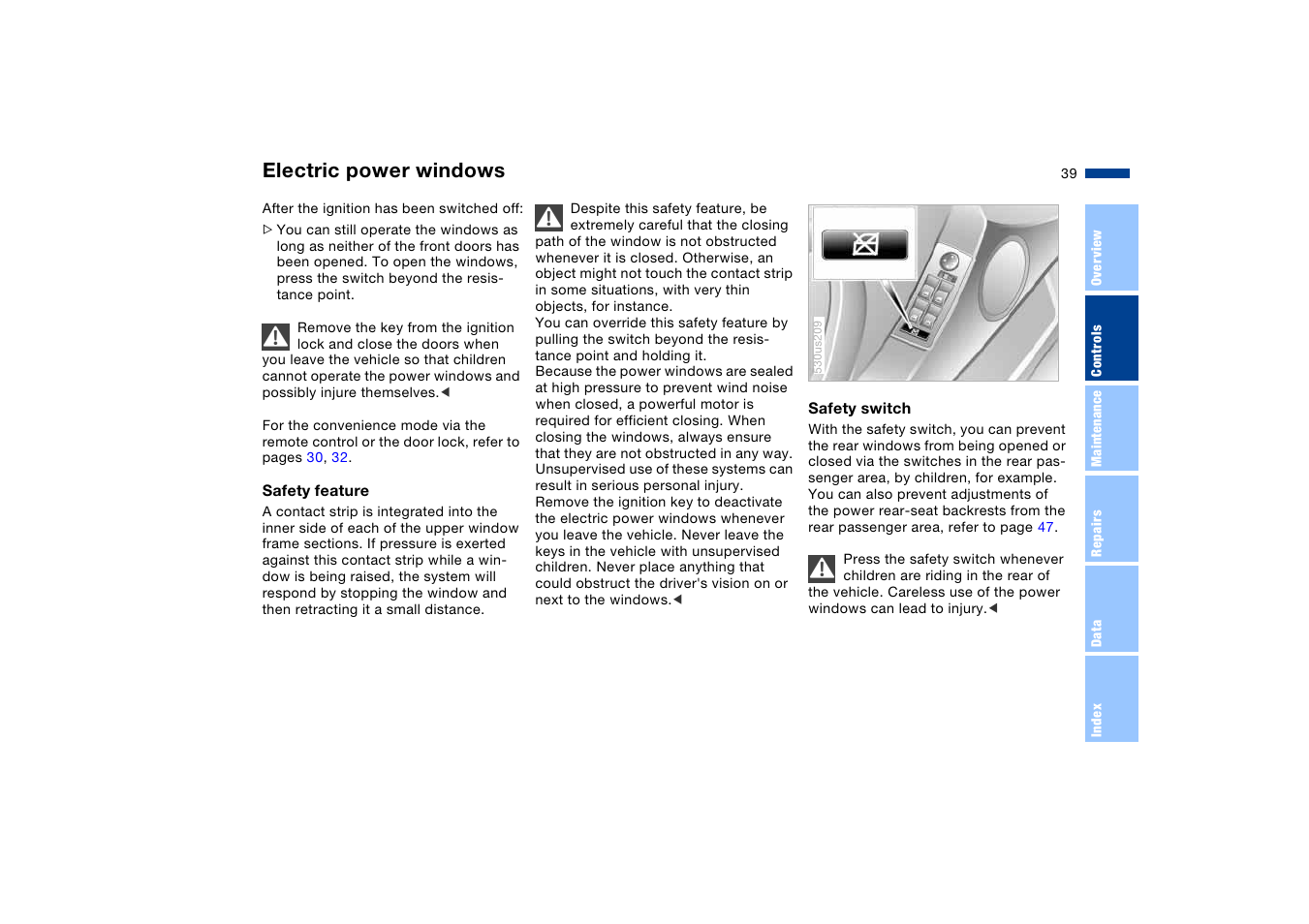 Electric power windows | BMW X5 User Manual | Page 41 / 193