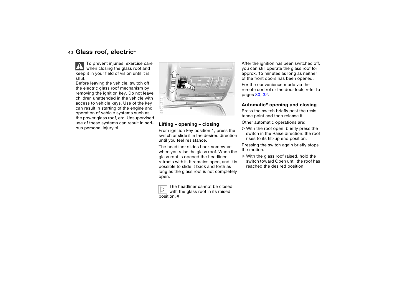 Glass roof, electric | BMW X5 User Manual | Page 42 / 193