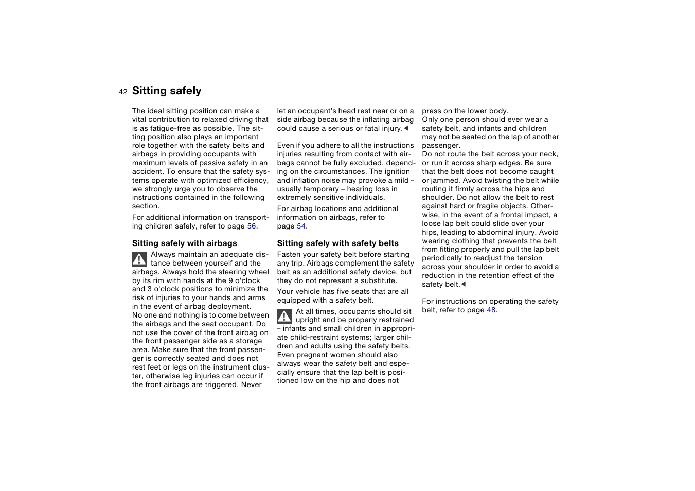 Sitting safely | BMW X5 User Manual | Page 44 / 193