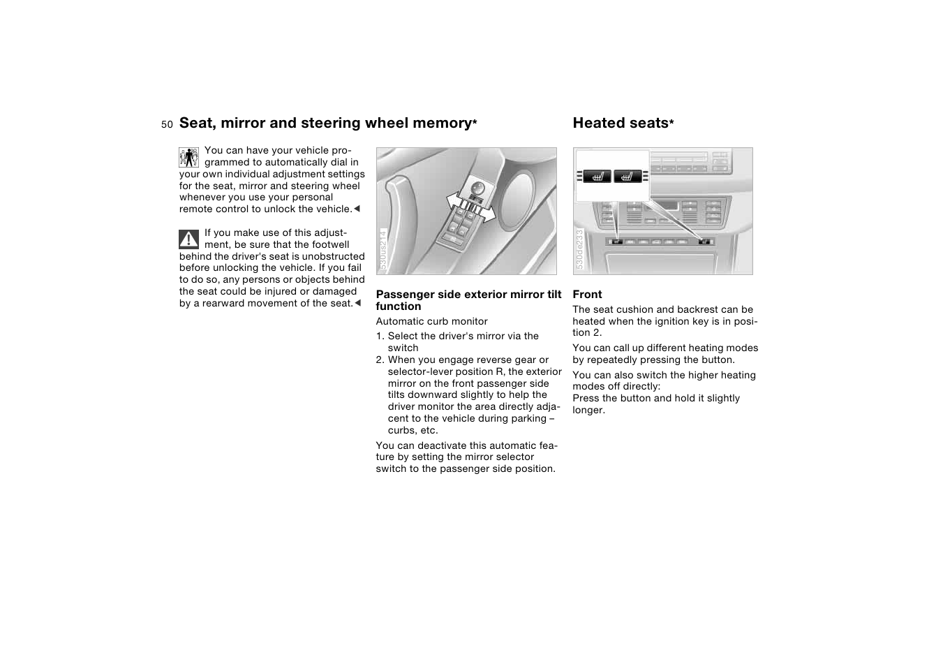 Heated seats | BMW X5 User Manual | Page 52 / 193