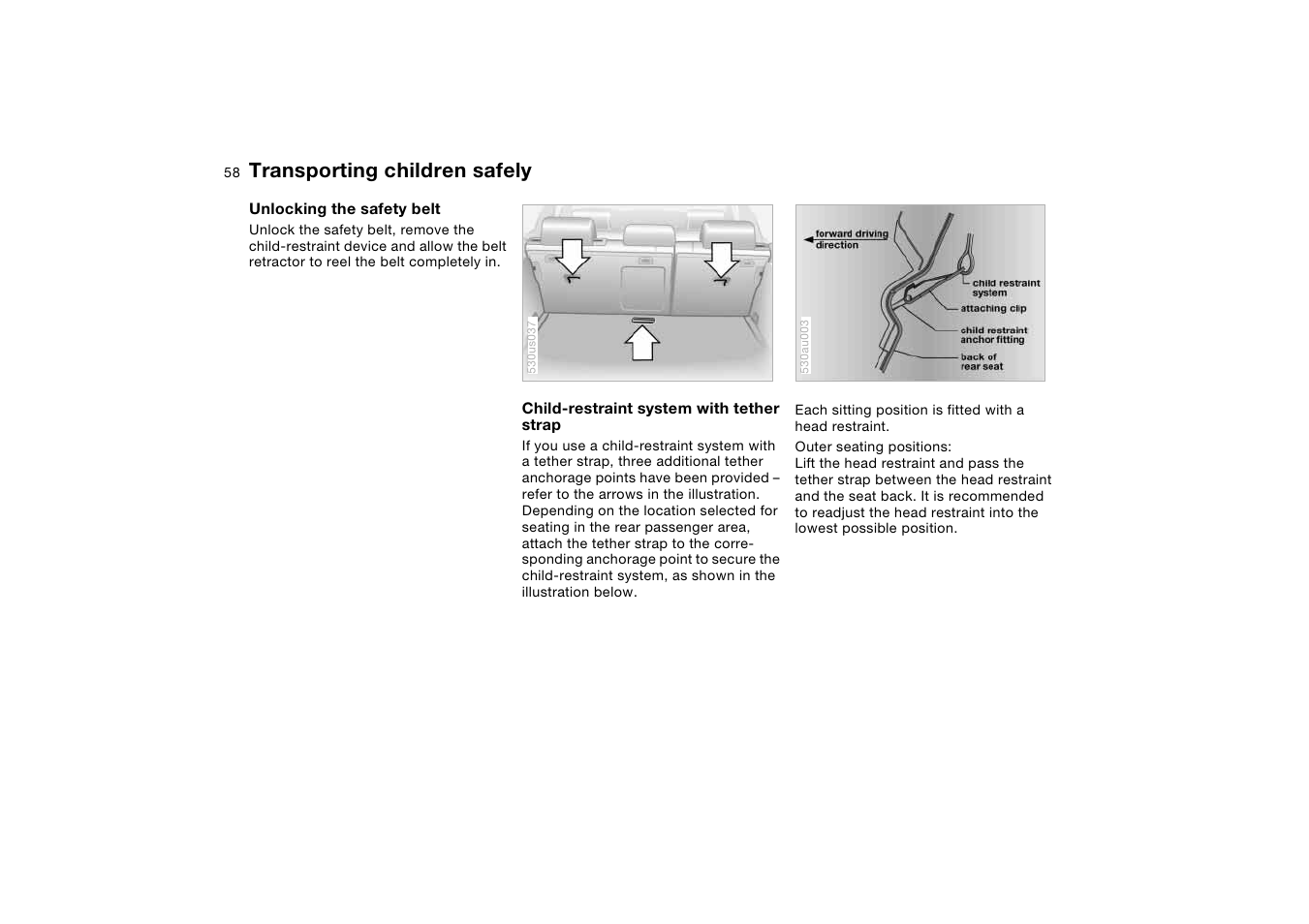 Transporting children safely | BMW X5 User Manual | Page 60 / 193