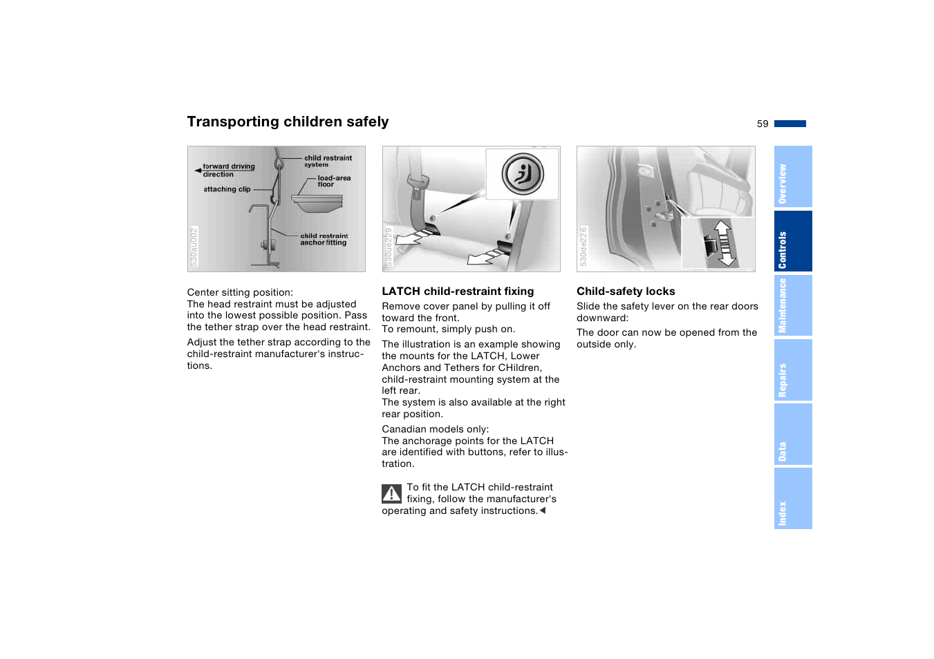 Transporting children safely | BMW X5 User Manual | Page 61 / 193