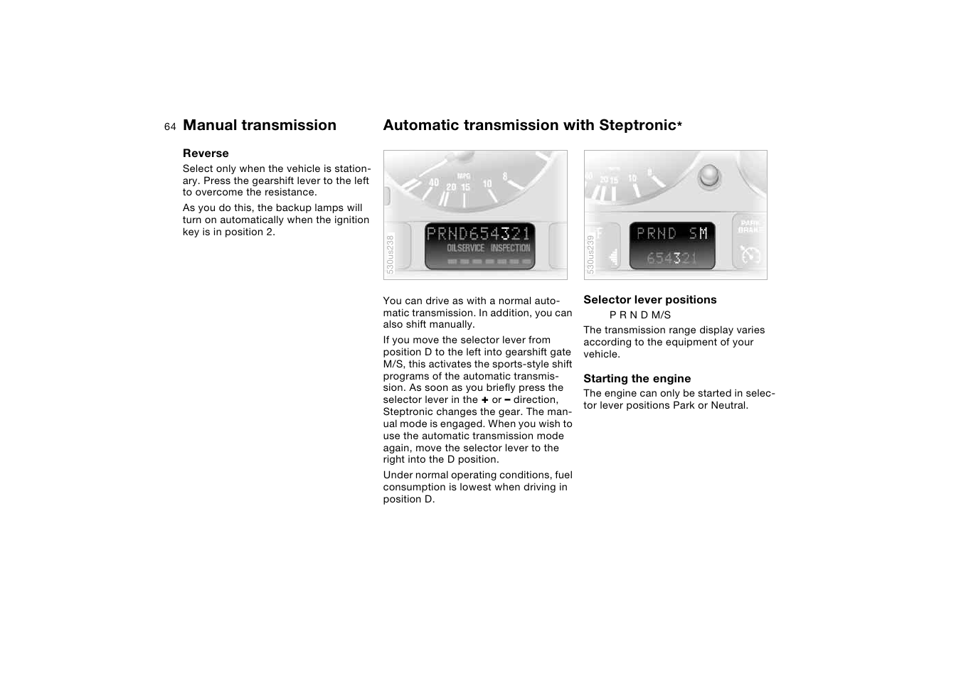 Automatic transmission with steptronic | BMW X5 User Manual | Page 66 / 193