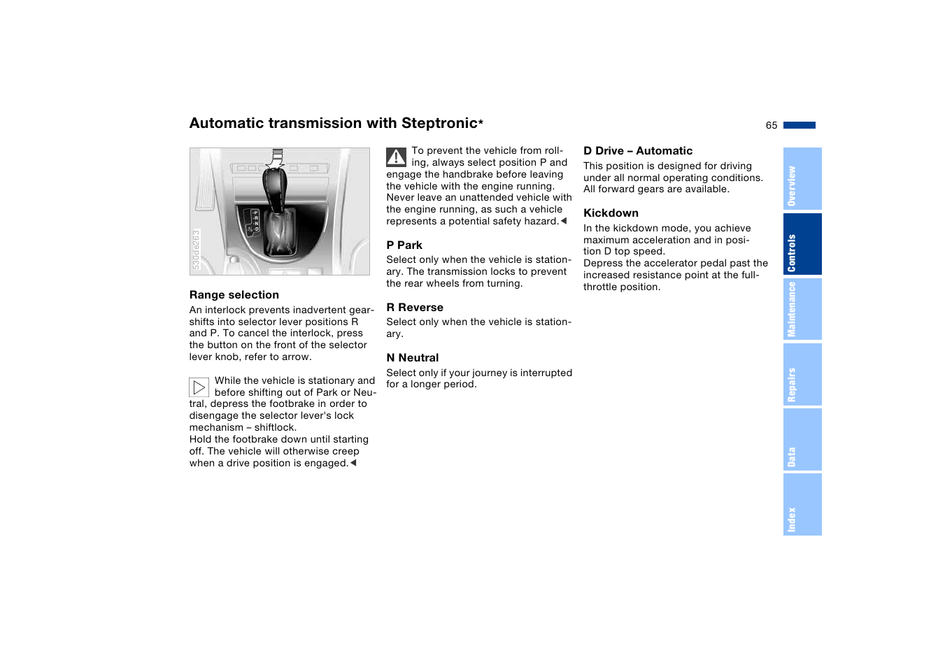 Automatic transmission with steptronic | BMW X5 User Manual | Page 67 / 193