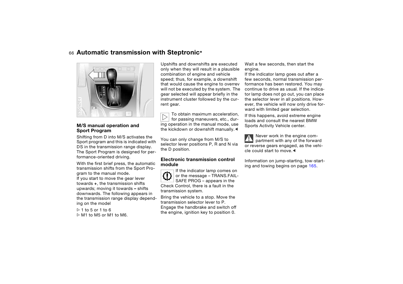 Automatic transmission with steptronic | BMW X5 User Manual | Page 68 / 193
