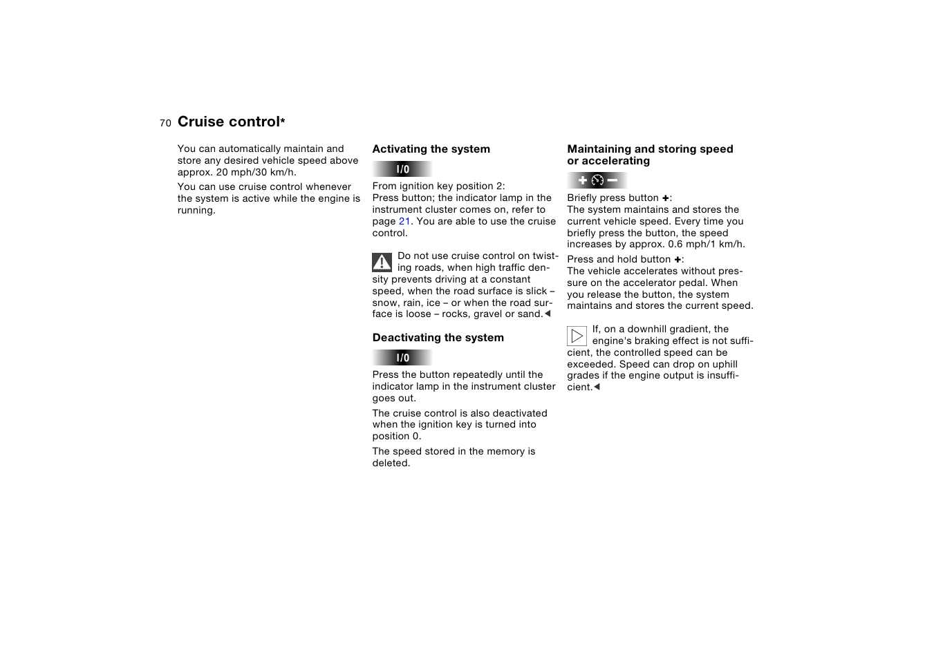 Cruise control | BMW X5 User Manual | Page 72 / 193