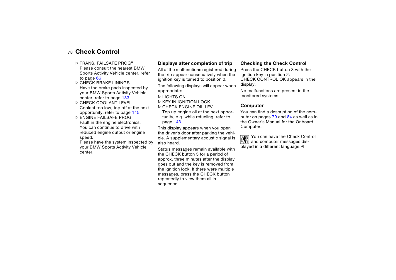 Check control | BMW X5 User Manual | Page 80 / 193