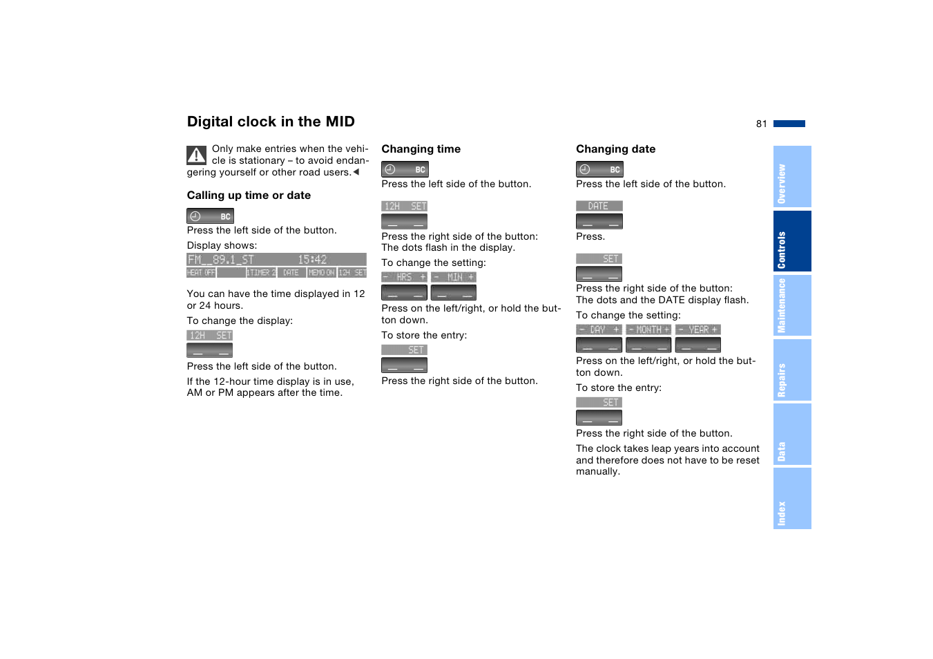 Digital clock in the mid | BMW X5 User Manual | Page 83 / 193