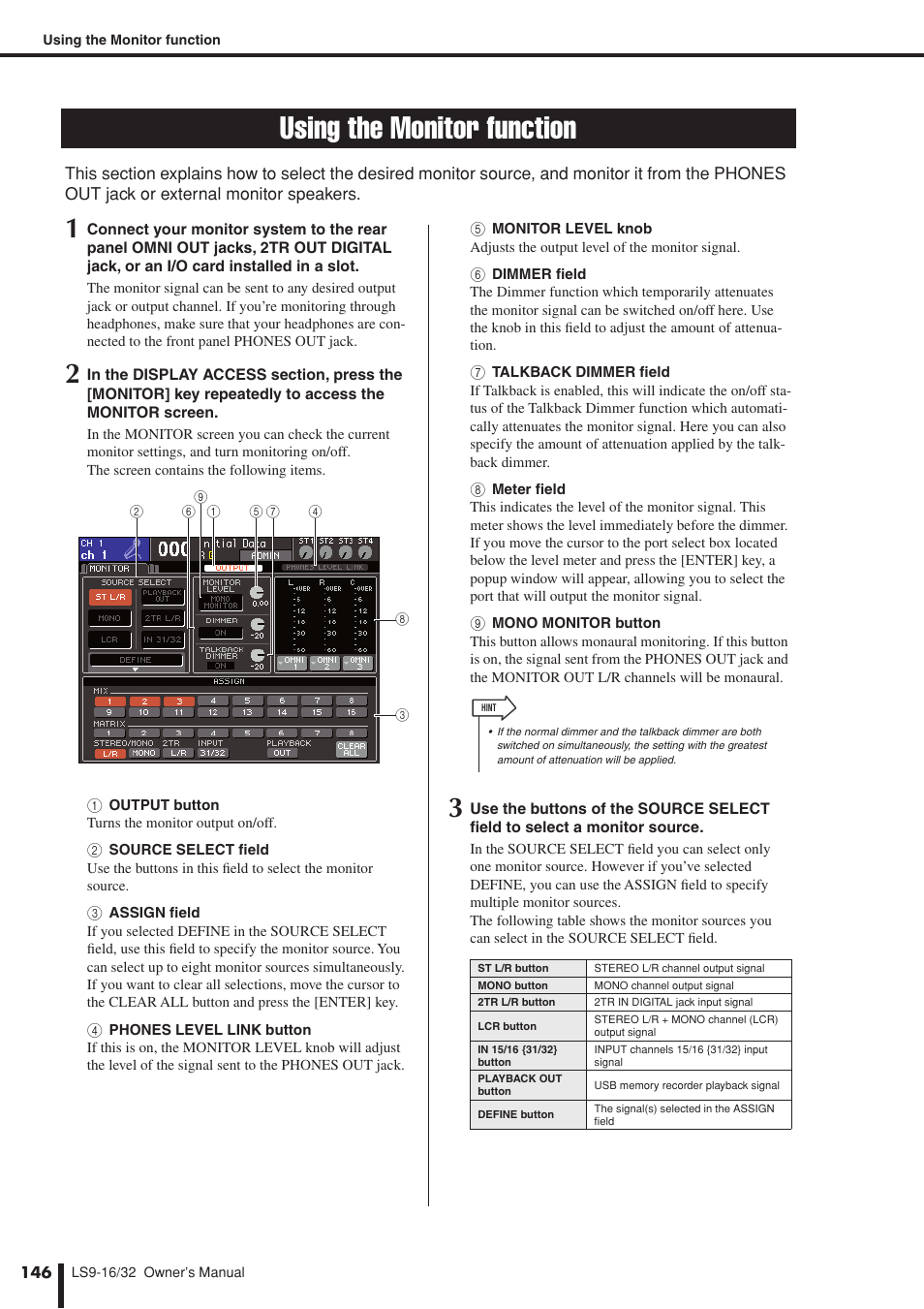 Using the monitor function, From the stereo channel, P. 146) | As the monitor source, P. 146) bef | Yamaha LS9 User Manual | Page 146 / 290