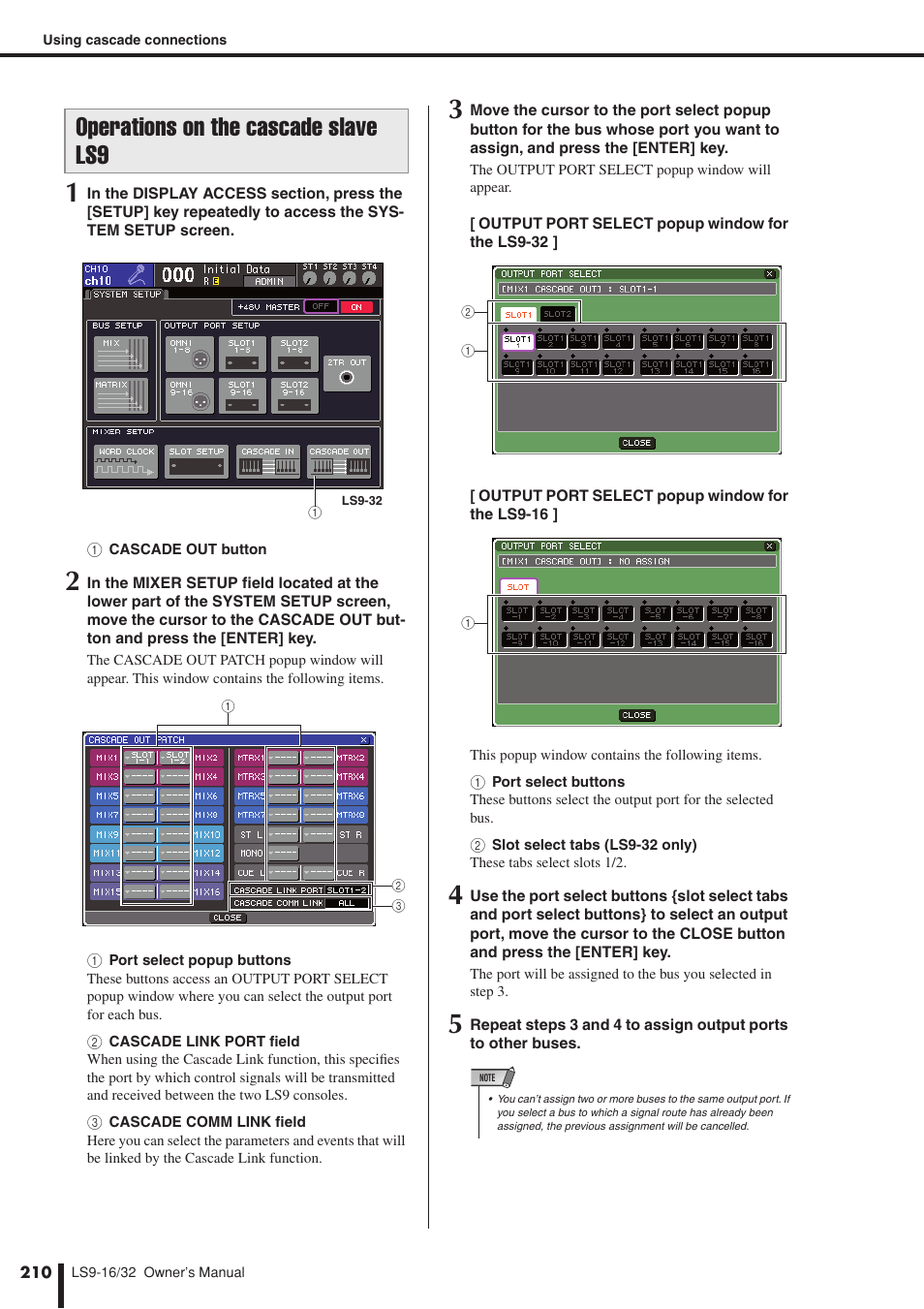 Operations on the cascade slave ls9 | Yamaha LS9 User Manual | Page 210 / 290