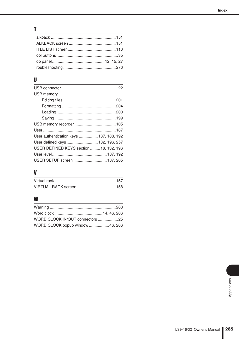 Yamaha LS9 User Manual | Page 285 / 290