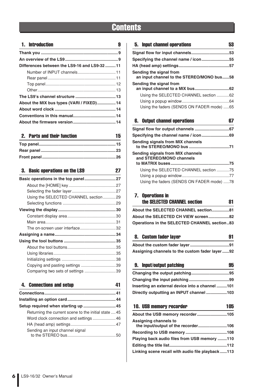 Yamaha LS9 User Manual | Page 6 / 290