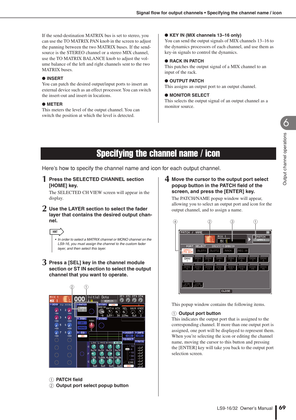 Specifying the channel name / icon | Yamaha LS9 User Manual | Page 69 / 290