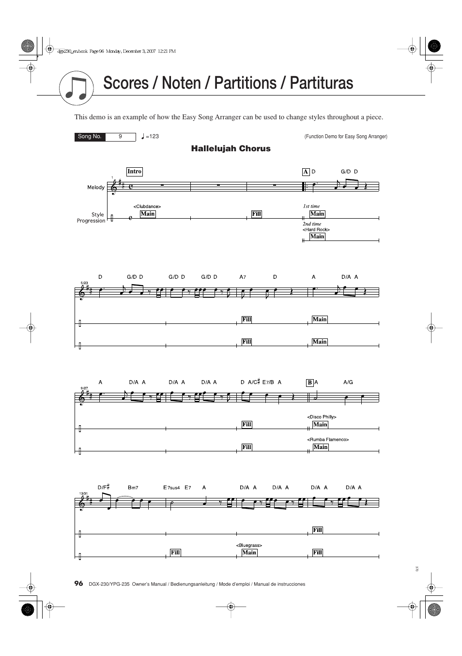 Partituras, Partitura –101, Hallelujah chorus | Yamaha YPG-235 User Manual | Page 96 / 128