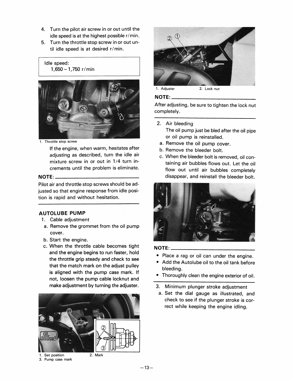 Note, Autolube pump | Yamaha pw80 User Manual | Page 25 / 64