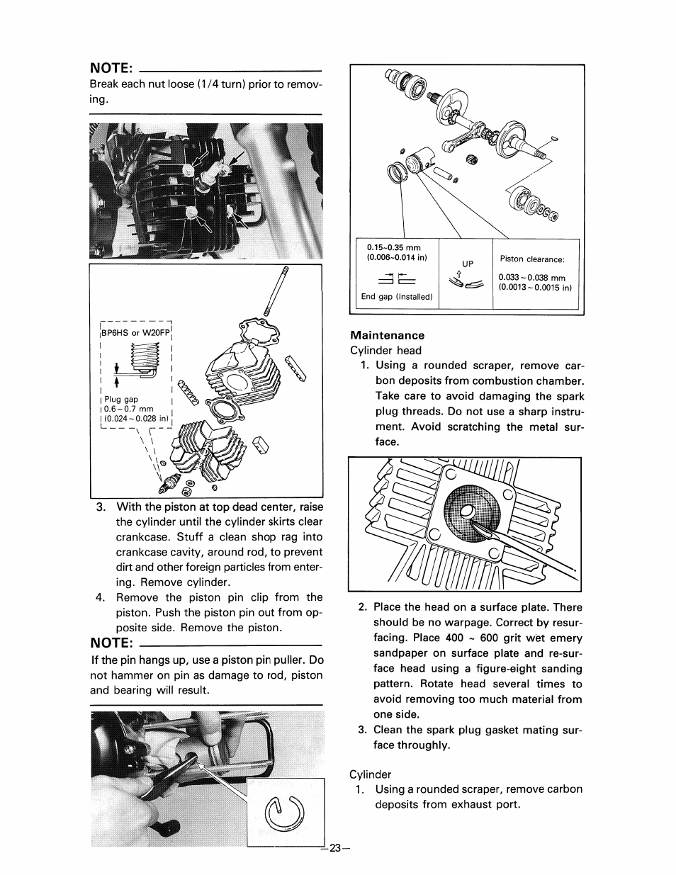 Note, Maintenance | Yamaha pw80 User Manual | Page 35 / 64