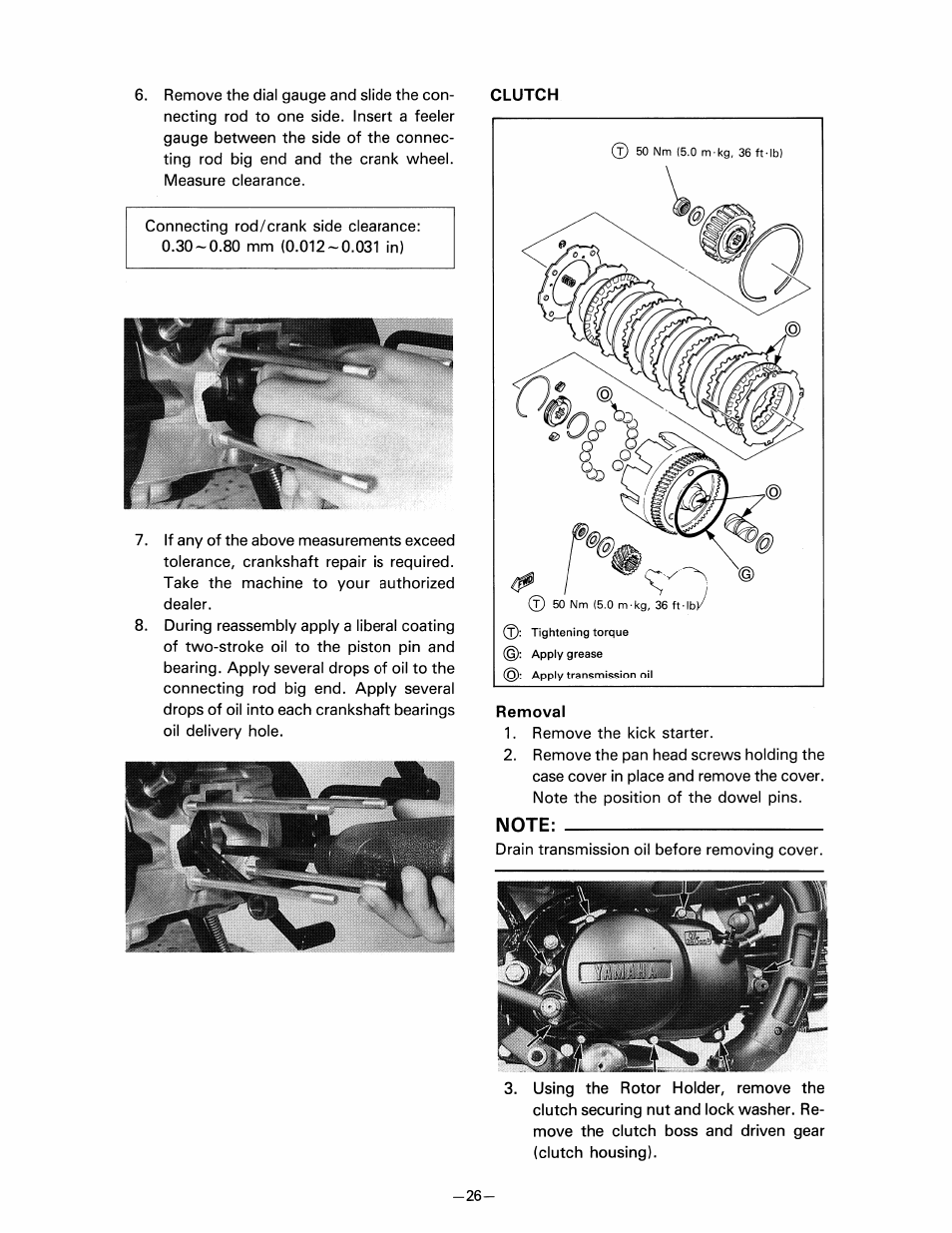 Removal, Note | Yamaha pw80 User Manual | Page 38 / 64