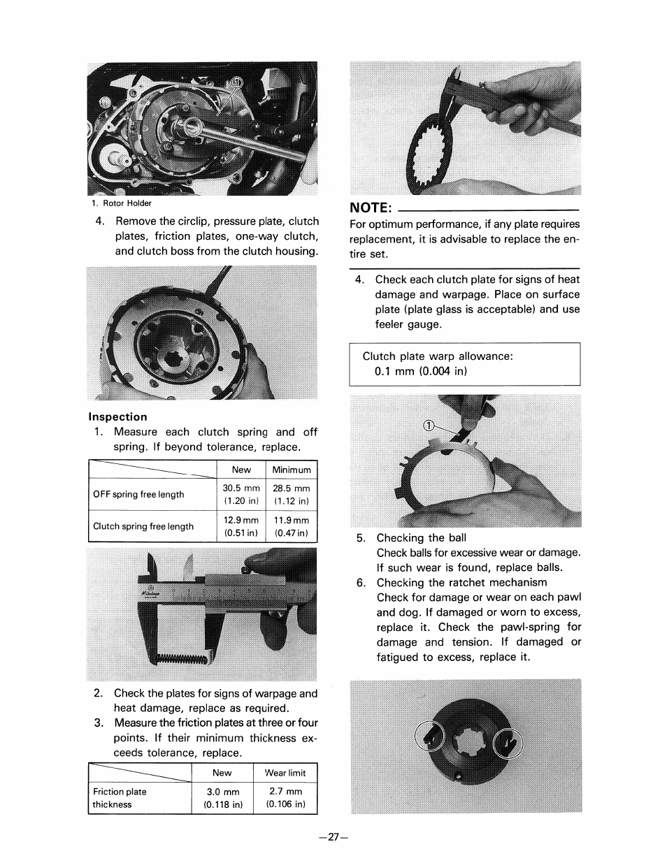 Inspection, Note | Yamaha pw80 User Manual | Page 39 / 64