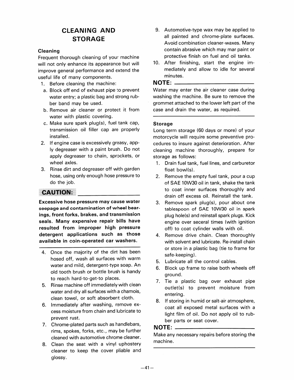 Cleaning and storage, Cleaning, Caution | Note, Storage | Yamaha pw80 User Manual | Page 53 / 64