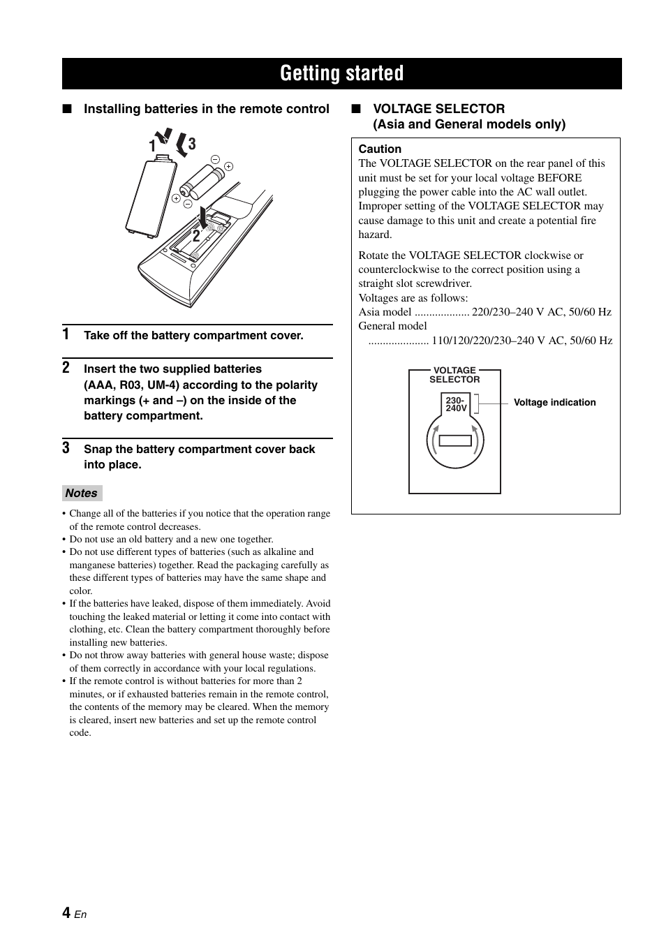 Getting started | Yamaha RX-V663 User Manual | Page 8 / 144