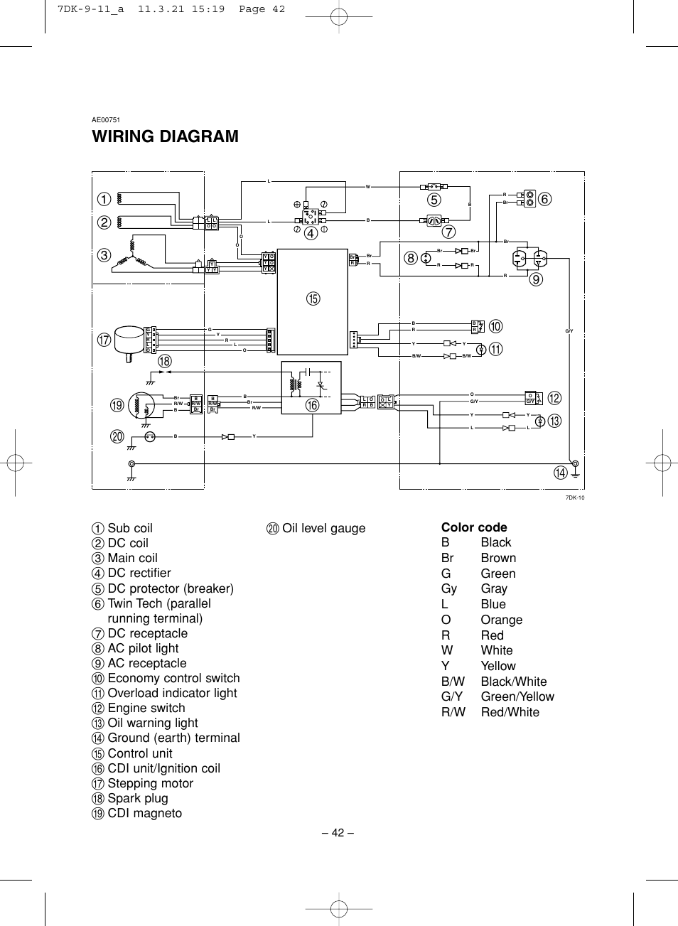 Wiring diagram | Yamaha ef2000is User Manual | Page 47 / 62