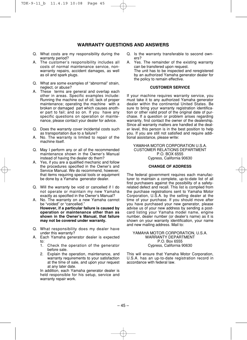 Yamaha ef2000is User Manual | Page 50 / 62