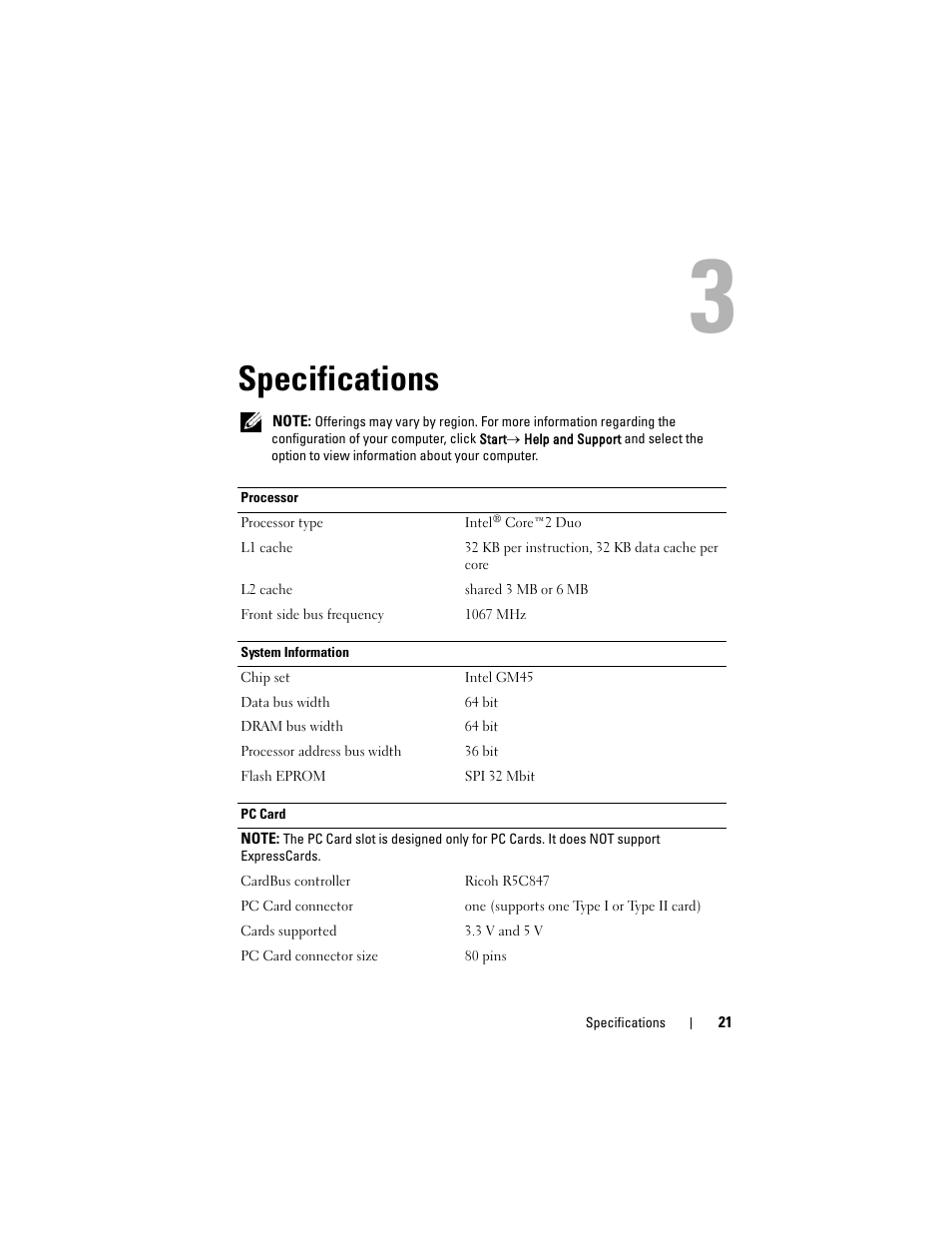 Specifications | Dell Latitude E6400 User Manual | Page 21 / 70